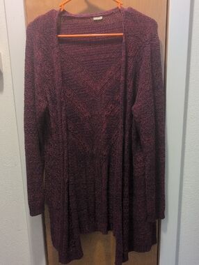 Open-Front Textured Knit Cardigan XL